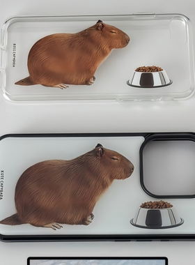 shopkute韩国代购正品“卡皮巴拉水豚”滴胶iPhone16promax手机壳壳苹果15pm黑边14pro小众13创意全包16pro