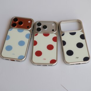 threetimes韩国代购正品“新年圣诞复古波点”iPhone17promax手机壳air苹果15pm银边16pro手机保护套14全包13