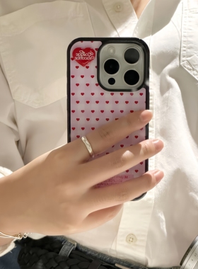 collagevacance韩国代购正品立体爱心黑白格黑边iPhone17promax手机壳air苹果15pm/16pro壳14Pro防摔手机套