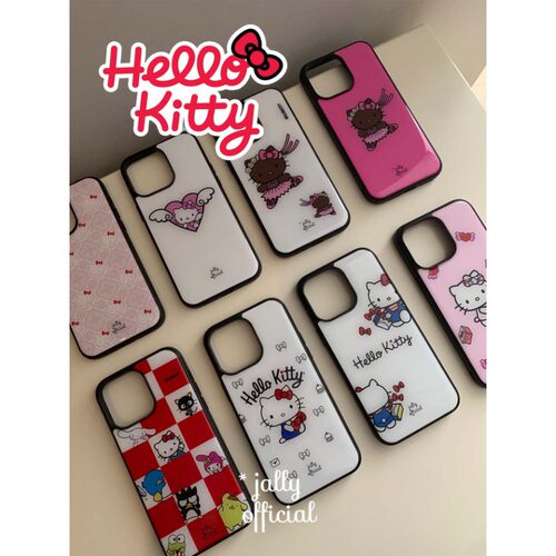 韩国ins博主同款jally周一小众黑皮【kitty凯蒂猫】适用于iphone17promax全包黑边滴胶壳16pro苹果手机壳15