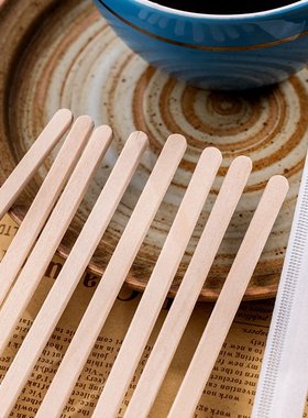 厂家 一次性木质咖啡棒搅拌棒178mm单支包可烫logo热狗棒现货