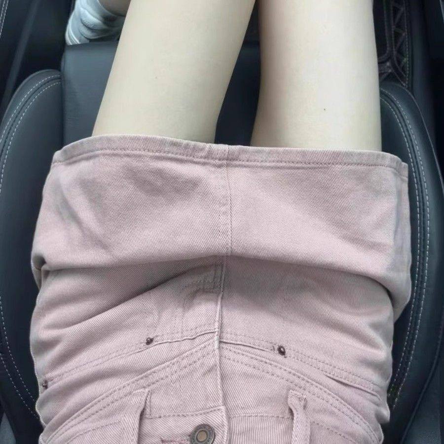 粉色减龄高腰牛仔半身裙女2025年夏季新款显瘦a字包臀防走光短裙,女装/女士精品,大码裤装,淘宝优惠券,粉丝福利购,淘宝优惠卷