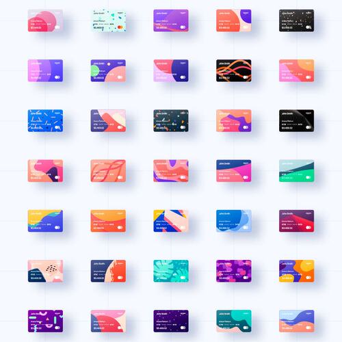 彩色渐变创意卡片信用卡银行卡ID card界面UI设计psd素材