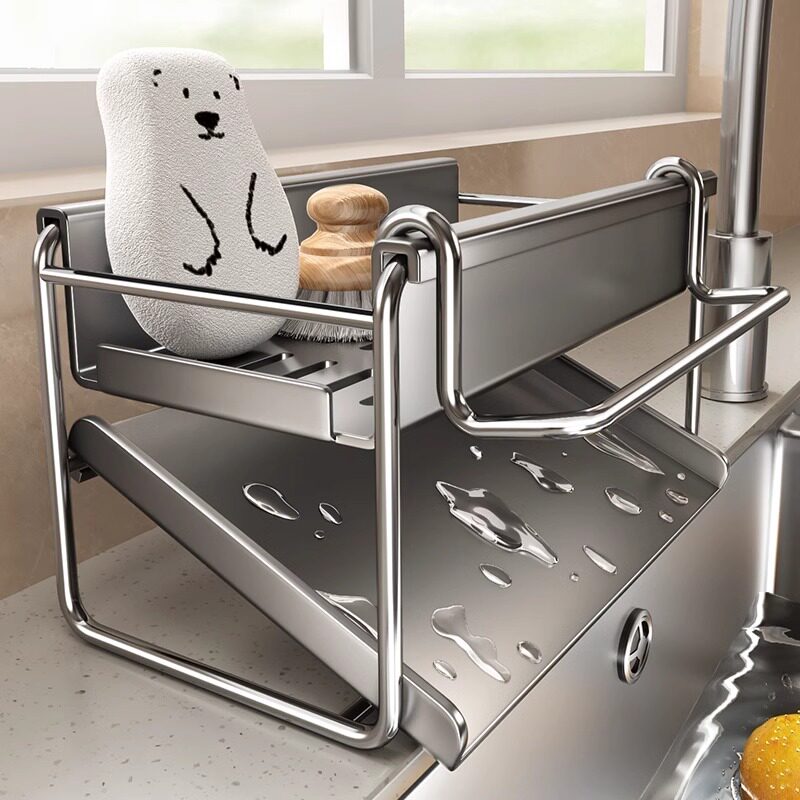 日本进口厨房置物架抹布收纳沥水架水龙头水池挂篮洗碗海绵多功能