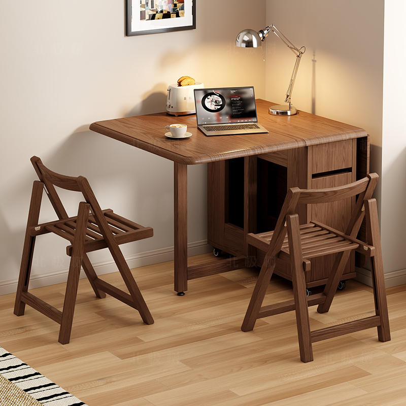 实木餐桌家用小户型折叠桌2025新款中古风餐桌椅新中式长方形桌子