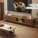全实木电视柜客厅家用收纳储物柜一体中古落地小户型电视机柜新款