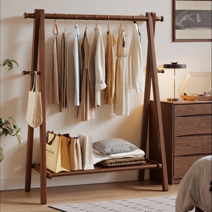 纯榉木落地挂衣架衣帽架卧室床尾衣服挂架家用房间置衣架子