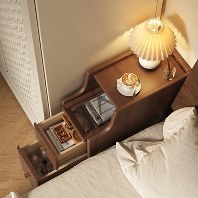 全实木床头柜家用卧室收纳柜小型置物架2025新款床头20cm窄边柜子