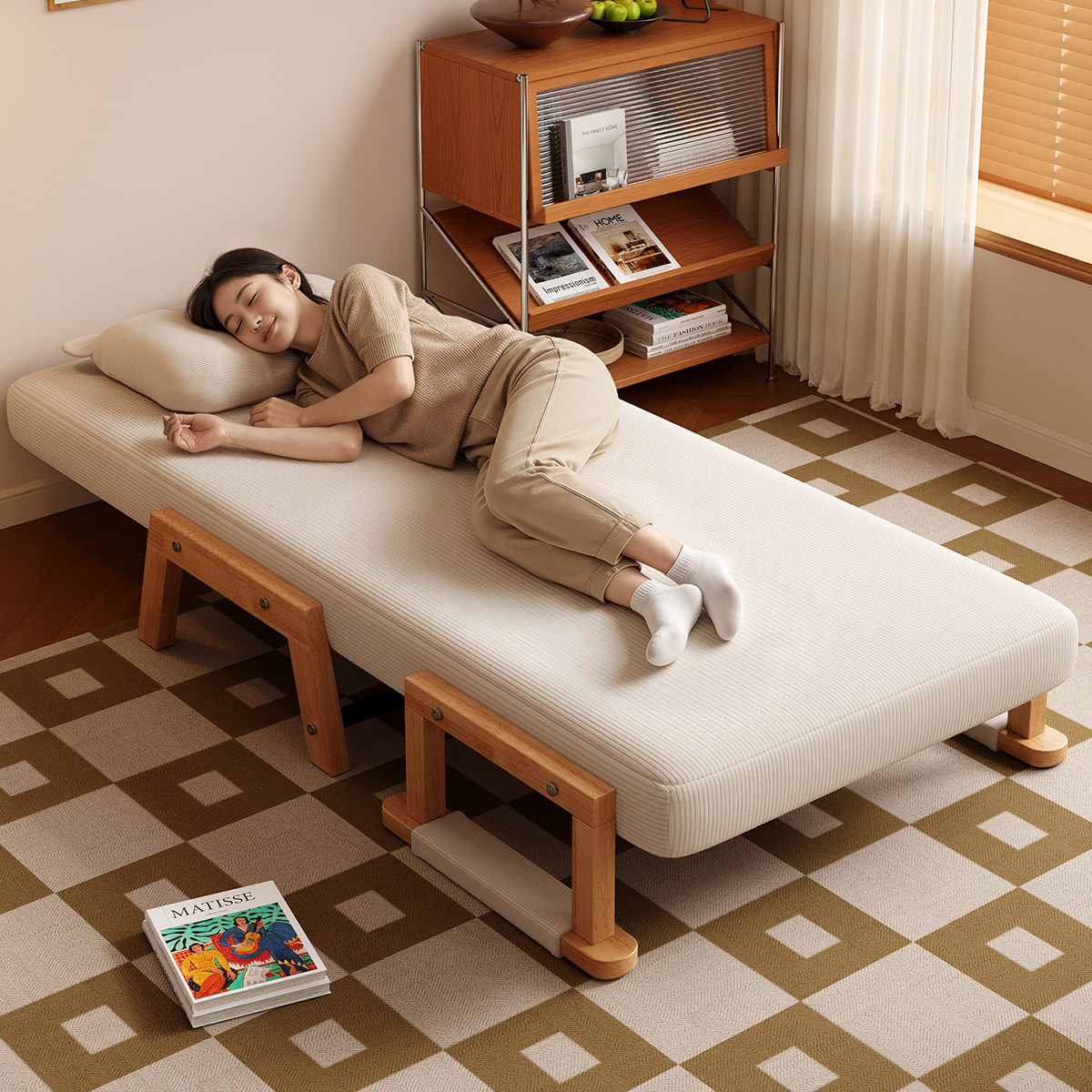 实木沙发床折叠两用2026新款简约现代家用小户型单人折叠式沙发床,住宅家具,沙发床,淘宝优惠券,粉丝福利购,淘宝优惠卷