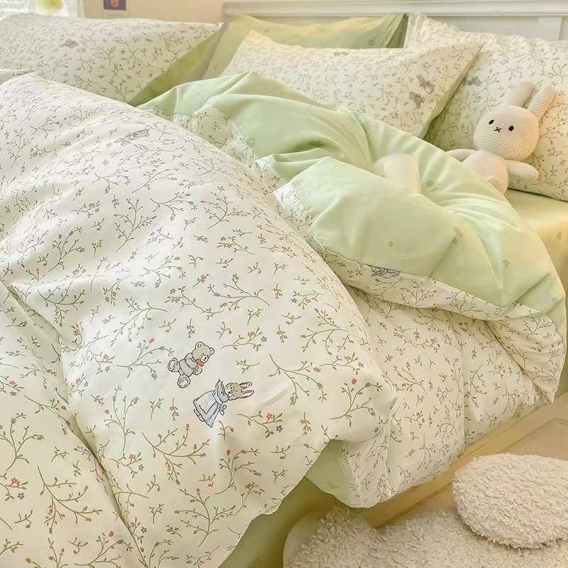 卡通纯棉床笠床上四件套女孩全棉被套新款学生宿舍床单三件套