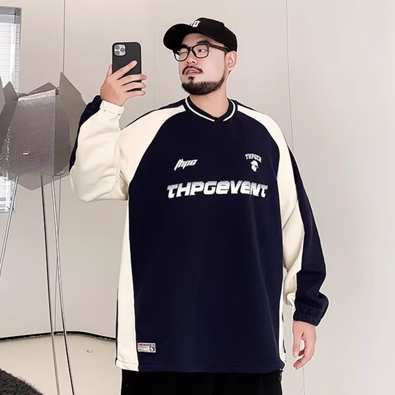 PANG哥 潮牌大码男装秋季设计感小众印花字母卫衣男胖子宽松休闲