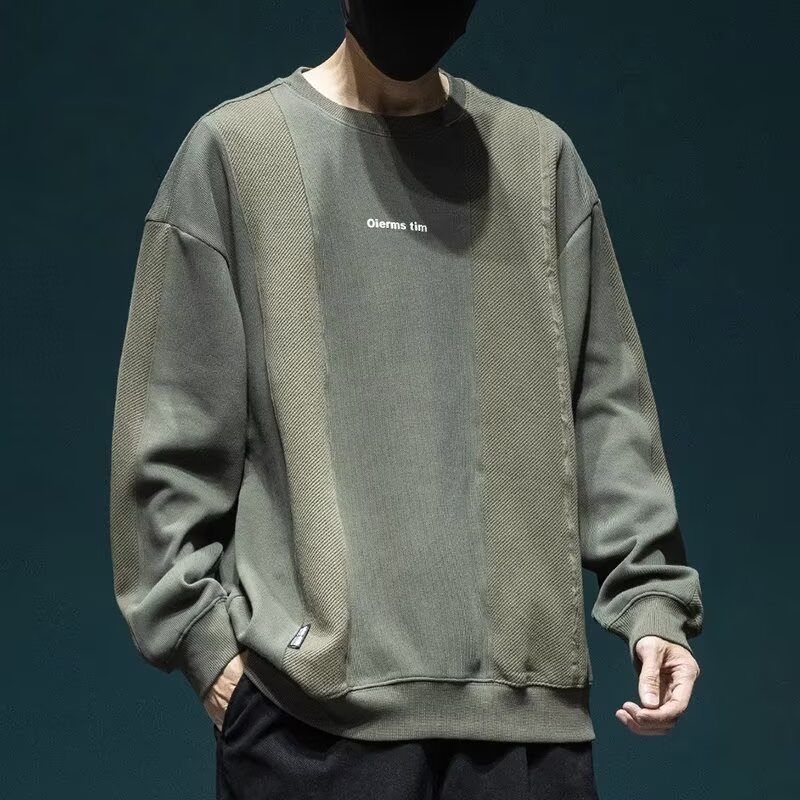 PANG哥 潮牌大码男装2025秋宽松休闲圆领卫衣男胖子加肥加大套头