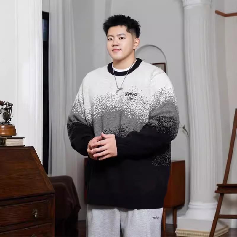 休闲渐变胖子加肥套头毛衣