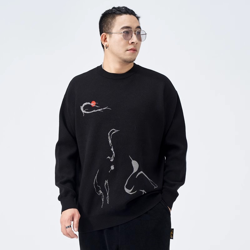 套头毛衣胖子宽松休闲针织衫