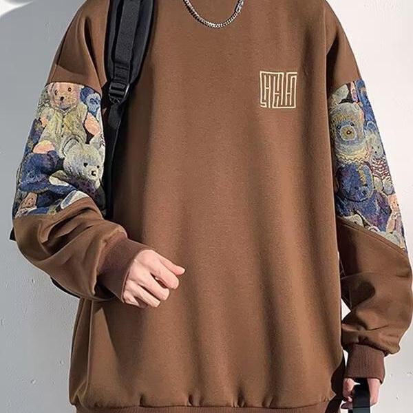 PANG哥 潮牌2025大码男装秋宽松休闲圆领卫衣男胖子加肥加大套头