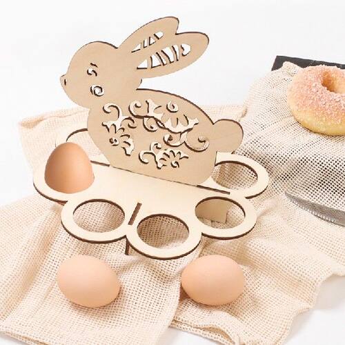 好货Easter Wooden Bunny Egg Rack Home Kitchen Eight Hole Rab