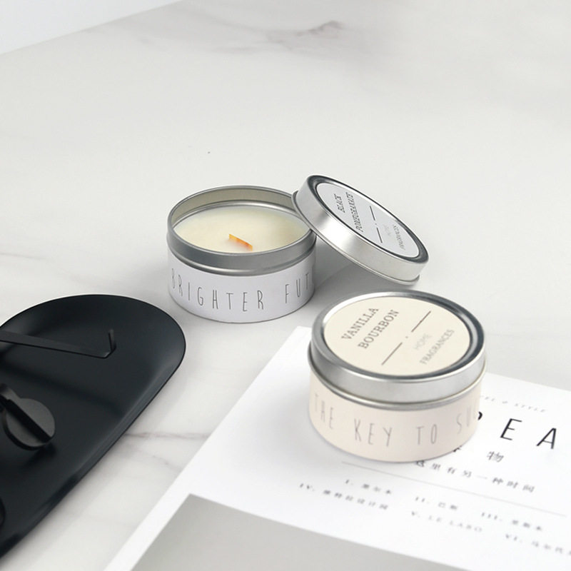 厂家罗曼蒂克马口铁木芯植物精油小罐香薰蜡烛旅行装香氛蜡烛环保