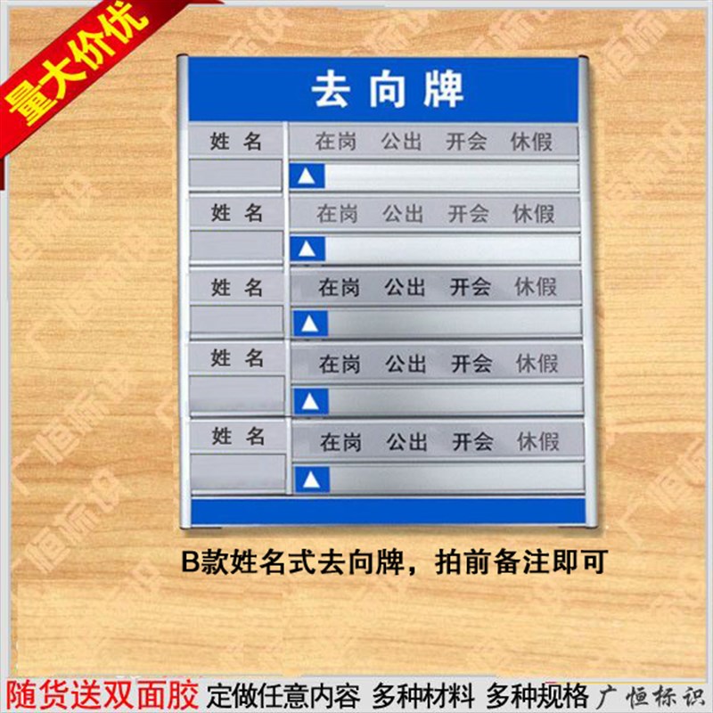 5五人去向牌岗位牌人员去向牌定制作带照片单人可更换指示牌订做
