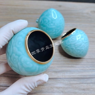 景德镇画眉鸟食罐鸟杯鸟碗鸟食罐色釉红木杯把碧玉祥云广笼配件
