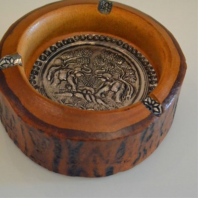 Southeast Asia style Thai solid wood personality log ashtray