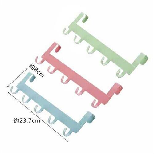 极速厨房整体橱柜门背式5连钩 免钉无痕多功能门后挂钩 浴室铁艺