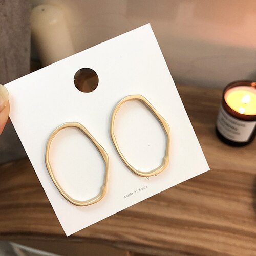 好货MENGJIQIAO 2019 Punk Simple Design Metal Oval Hoop Earri