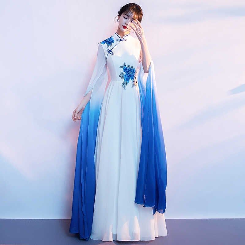 新款古筝演出服女成人中国风艺考独唱礼服民乐演奏大合唱表演服装