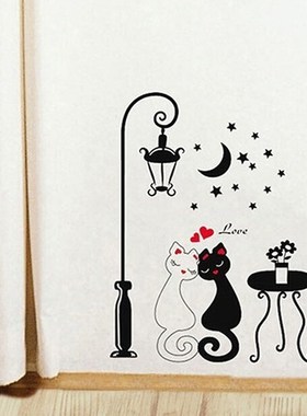 2016 HOTDIY Home Decoration Couple Cats Removeable Wall Art