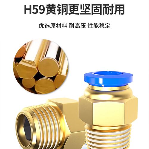 好货气管快速接头PC8-02快插螺纹直通气嘴气动外丝M5/10-01/6-04/