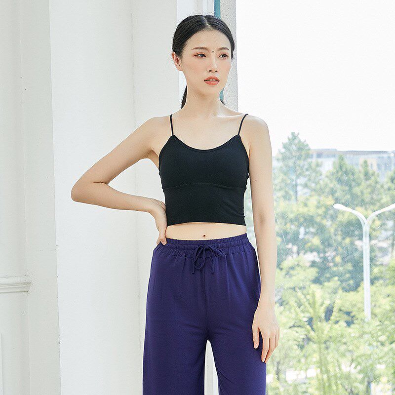 现代舞蹈练功服上衣女打底吊带背心外穿带胸垫中国民族古典舞衣服
