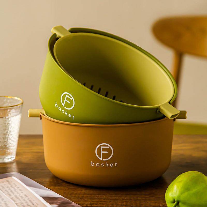 2023新款清新洗菜盆厨房沥水篮双层洗菜篮滤水洗水果神器淘菜盆批,家装主材,沥水篮,淘宝优惠券,粉丝福利购,淘宝优惠卷