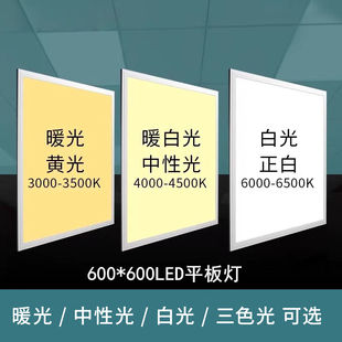 集成吊顶三色变光中性光暖光300x600x1200面板灯600x600led平板灯