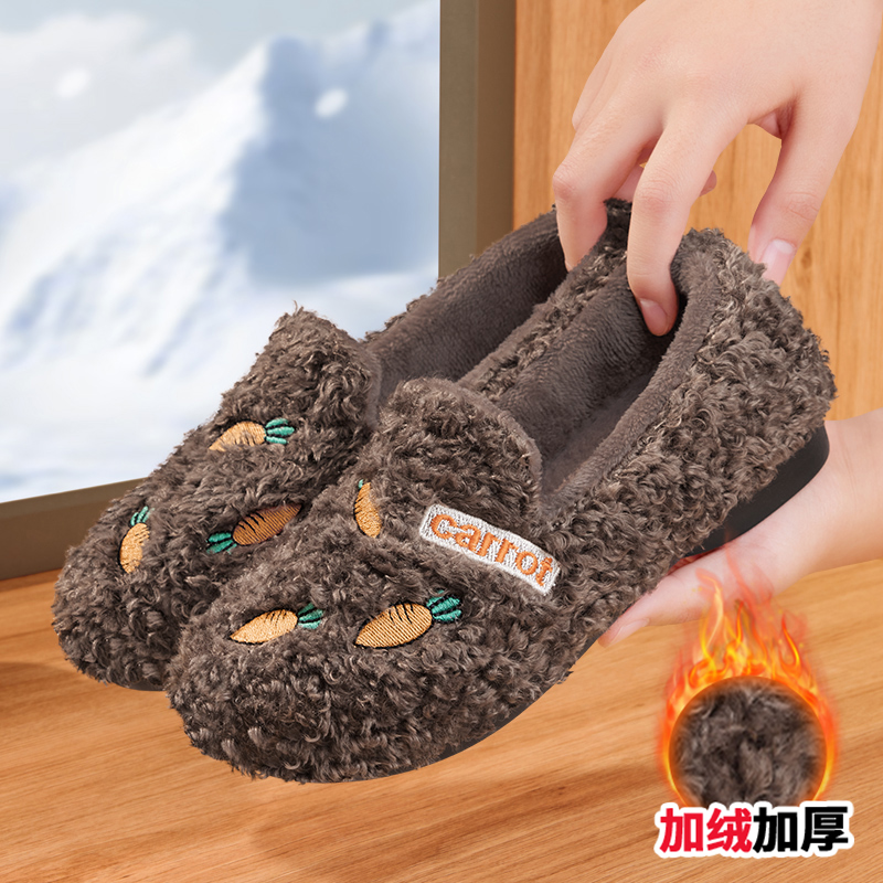 豆豆棉鞋新款防滑加绒毛毛鞋