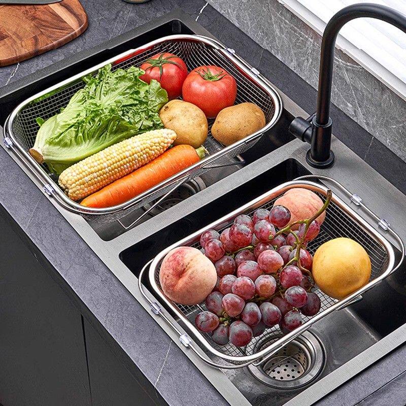 优勤不锈钢沥水篮单水池可伸缩洗菜盆大号家用厨房水槽滤水架