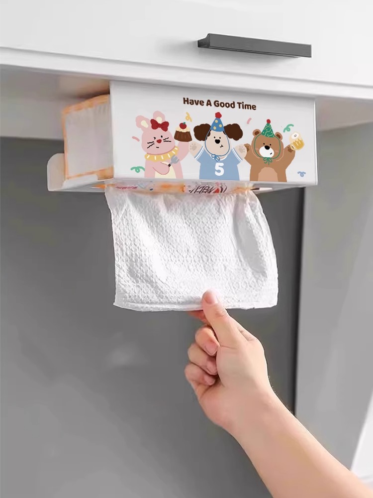 卡通厨房纸巾架浴室倒挂纸储物架厕所壁挂式毛巾储物盒