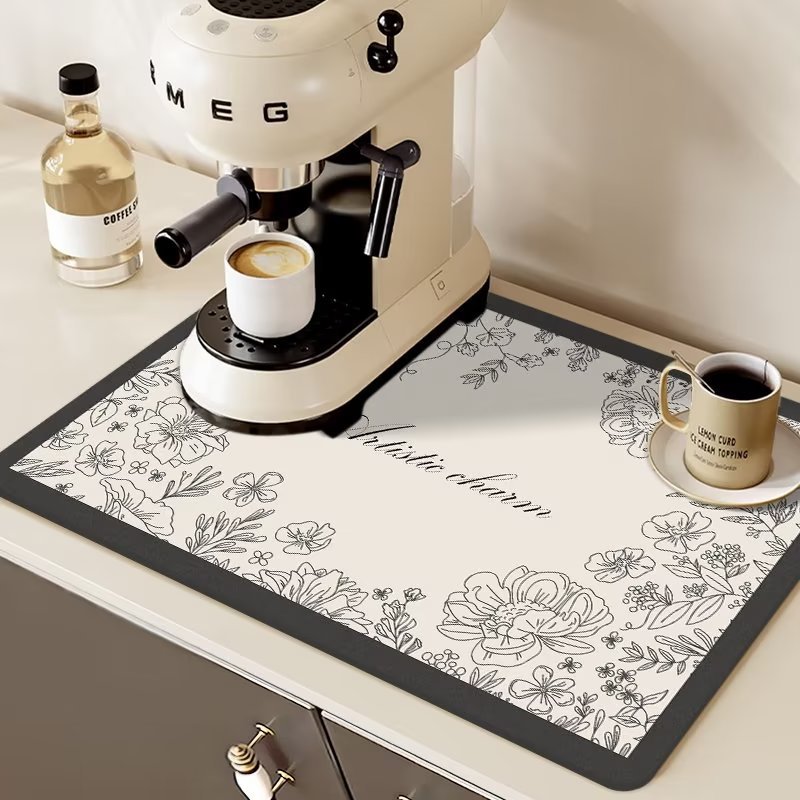 轻奢咖啡机厨房台面沥水垫 吸水洗手台硅藻泥防滑隔热碗垫子