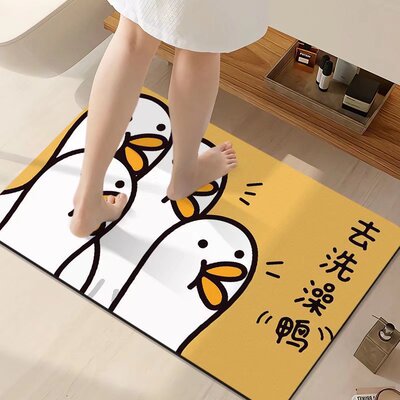 新款 卡通可爱浴室地垫卫生间门口吸水防滑脚垫家用硅藻泥速干入