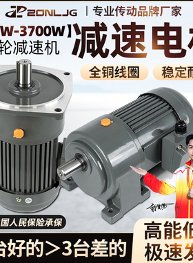 齿轮减速电机一体380V卧立式200W/400W/750W/1500W调速三相CH220V