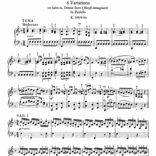 莫扎特 变奏曲 K.389 五线谱钢琴谱乐谱曲谱五线谱乐曲6页PDF