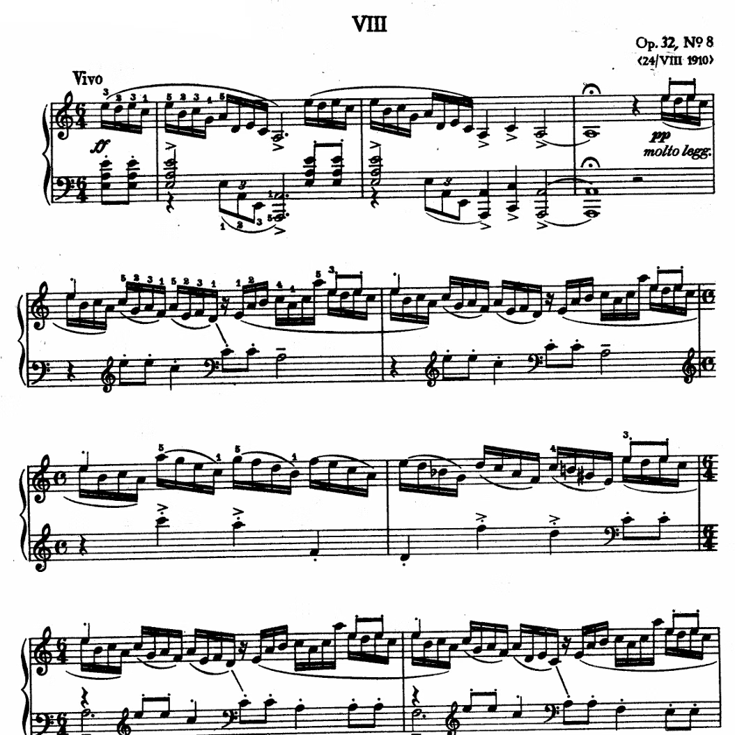 拉赫玛尼诺夫a小调前奏曲op32no.8钢琴谱乐谱乐曲曲谱4页钢琴曲