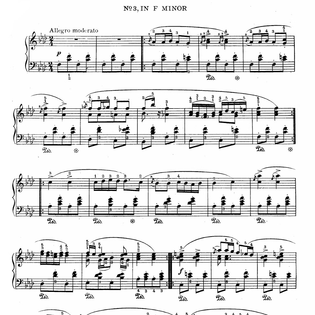 舒伯特 六首音乐瞬间op.94 D.780 no.3五线谱乐谱乐曲曲谱2页PDF