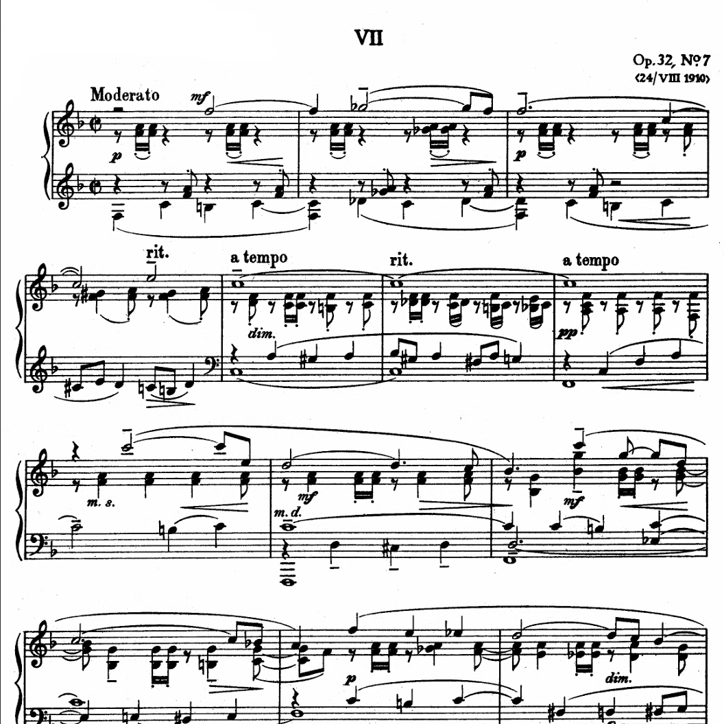 拉赫玛尼诺夫前奏曲op32no.7钢琴谱五线谱乐谱曲谱钢琴曲3页