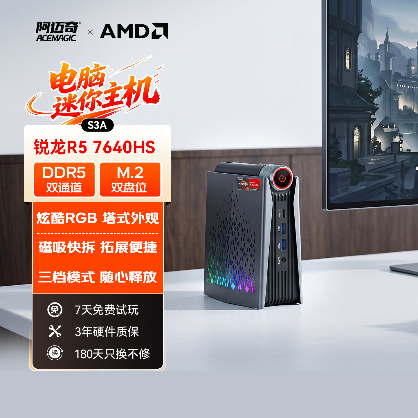 阿迈奇S3A7640HS迷你主机图片