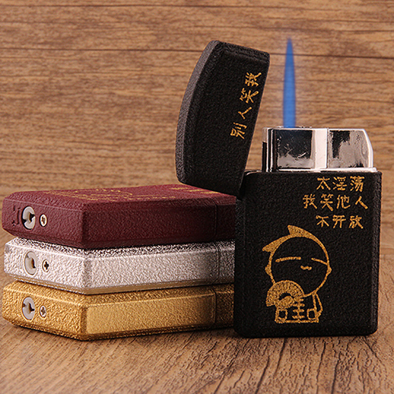 速发5器4个性搞磨创意笑砂金属防风充气直冲气体点烟1 颜色随机