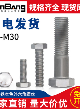 速发国标4.8级本色外六角螺0螺栓半0M8M1丝M12M14M18M26M24特GB0