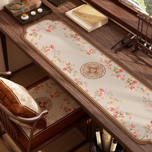 速发新中式茶席感旗皮革防烫杯热垫茶桌垫氛围桌长条茶台装饰茶隔