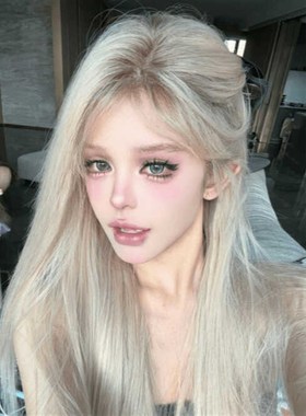 速发UXY 假发升级二代加大头皮宽蕾丝染白金发根奶中分10-2