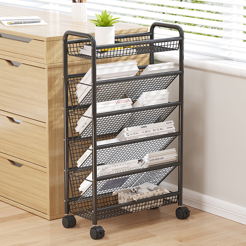 速发桌下多架阅读架置物架桌边带轮收纳架书收可移动层纳柜落地小