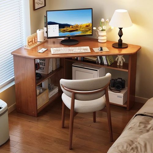 速发小户型实木省角书桌卧室墙角家空间三角形电脑桌学生转用写字