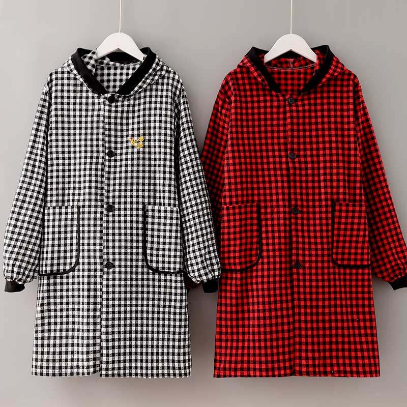 速发长02新款简约2袖围服家用厨房正穿罩衣布小清新工作裙外套男